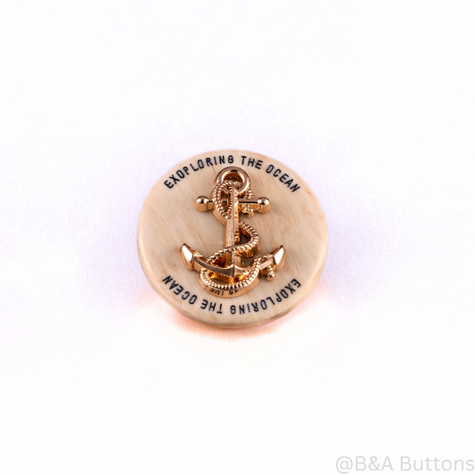 Ocean Anchor Button (Cream)- 10pcs/bag