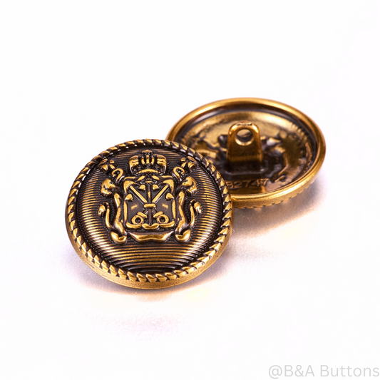 Antique Crown Metal Button- 10pcs/bag