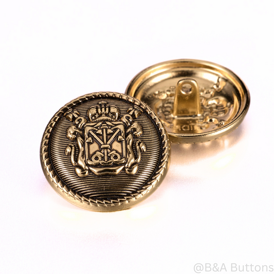 Crown Shank Button (Light gold) - 10pcs/bag