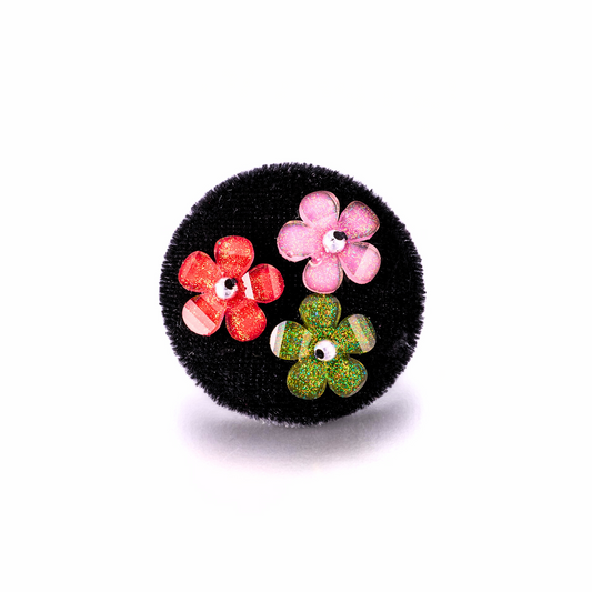 Glitter Blossom Trio Shank Buttons