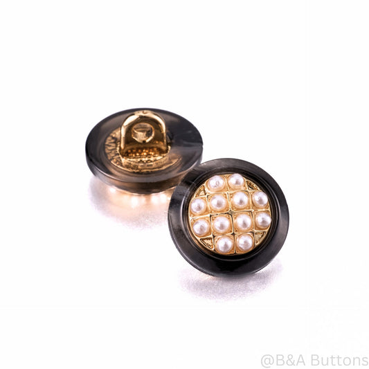 Pearl Grid Vintage Button