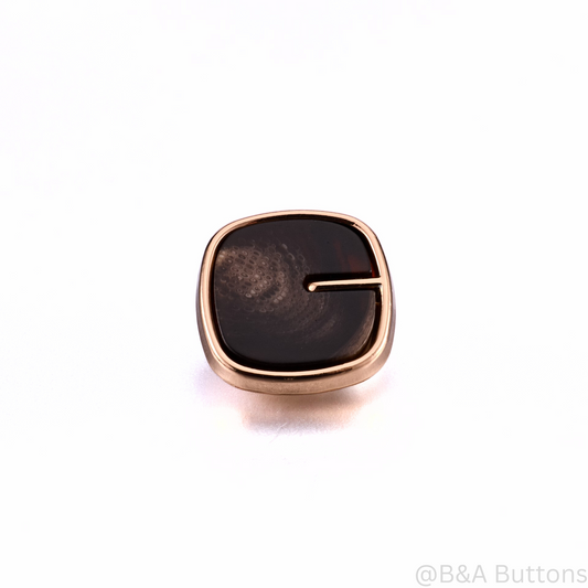 Brown Marble Square Button