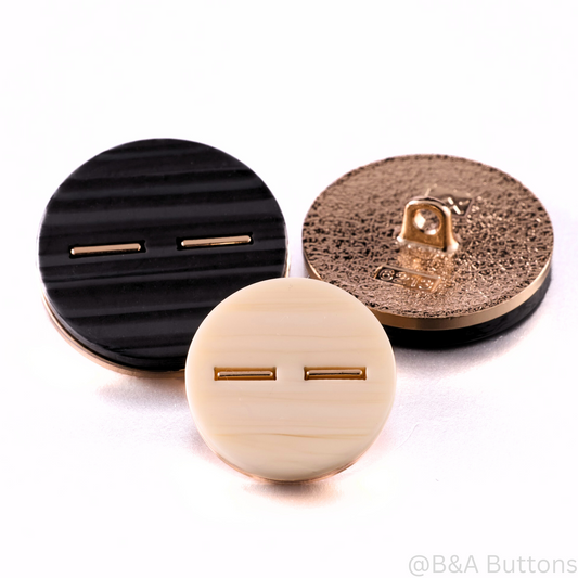 Minimalist Striped Metal Shank Button