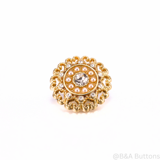 Golden heart Pearl Metal Buttons