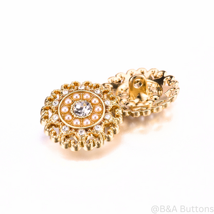 Golden heart Pearl Metal Buttons