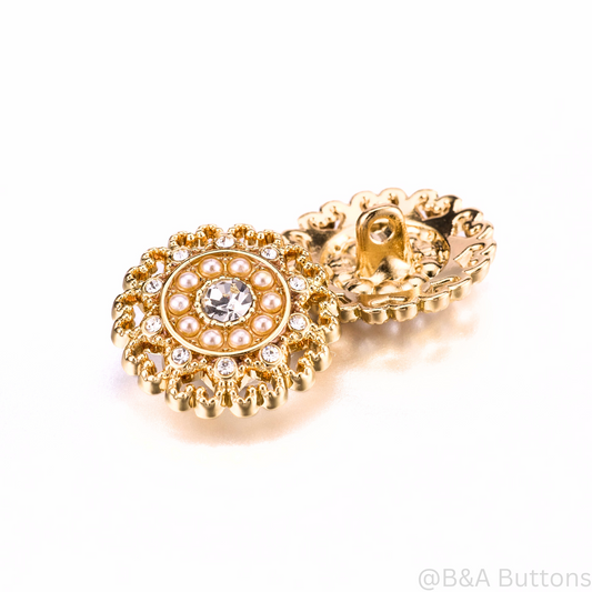 Golden heart Pearl Metal Buttons