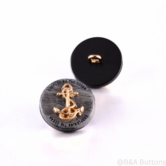 Ocean Anchor Button (Grey)