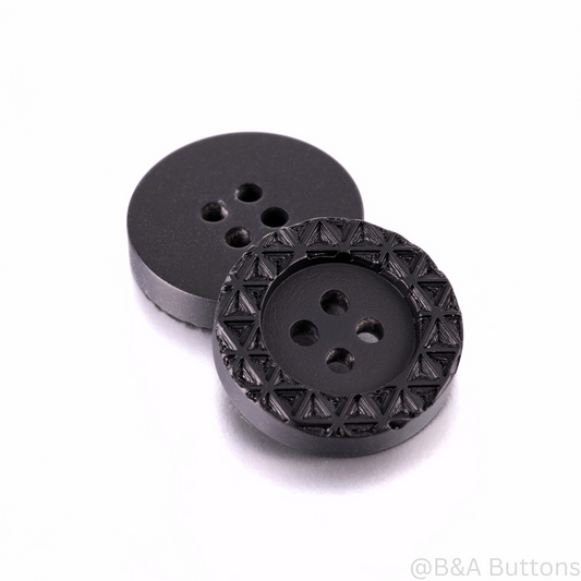Matt black triangle resin buttons