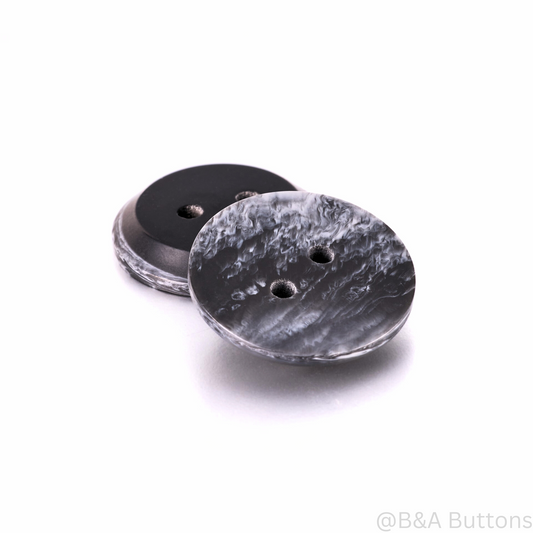 Black&White Marbled Resin Button